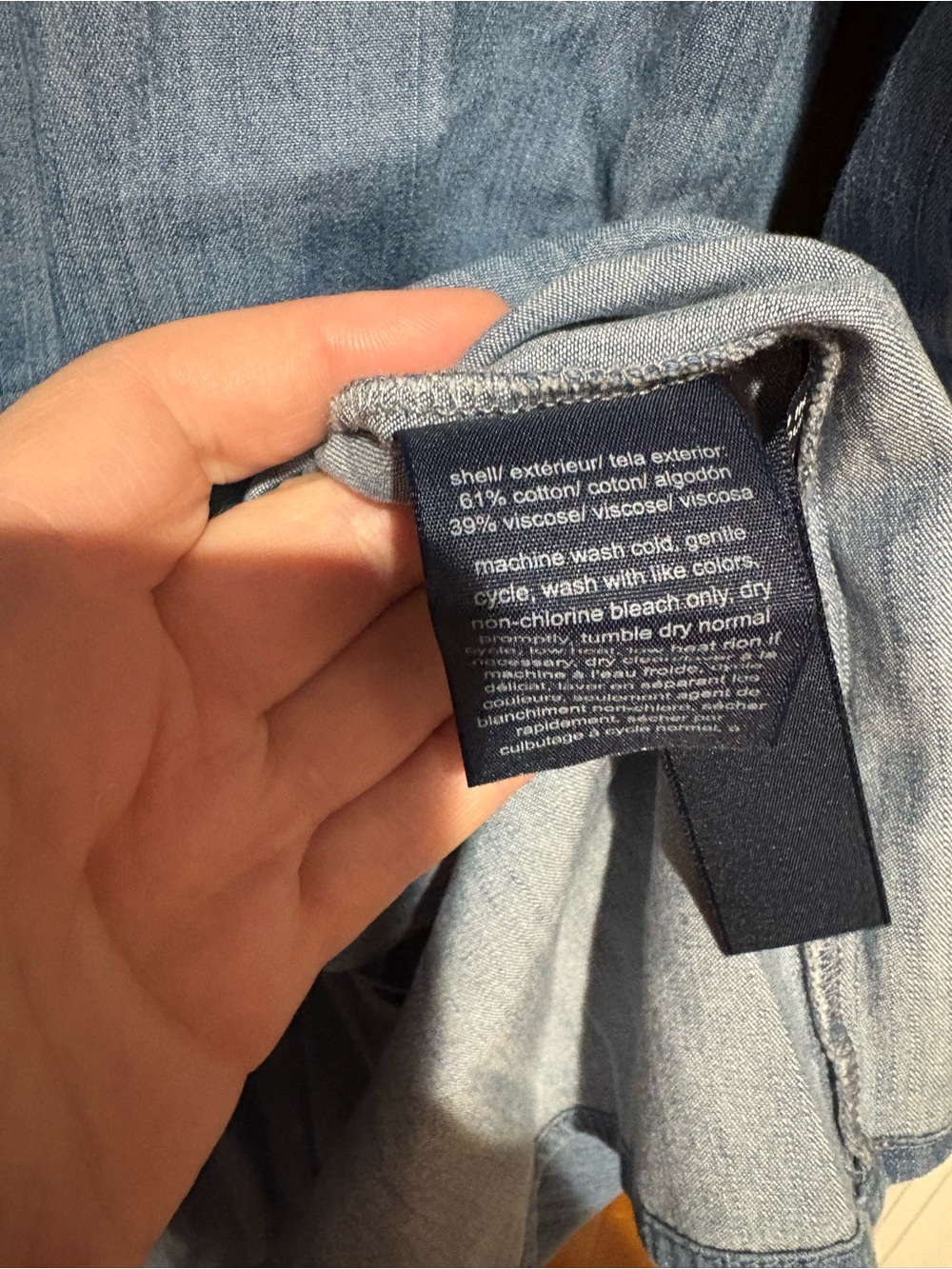 Tommy Hilfiger Light Blue Chambray Shirt with Flag Trim - Picture 4 of 4